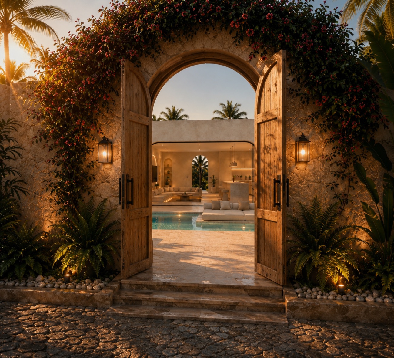 Façade at sunset